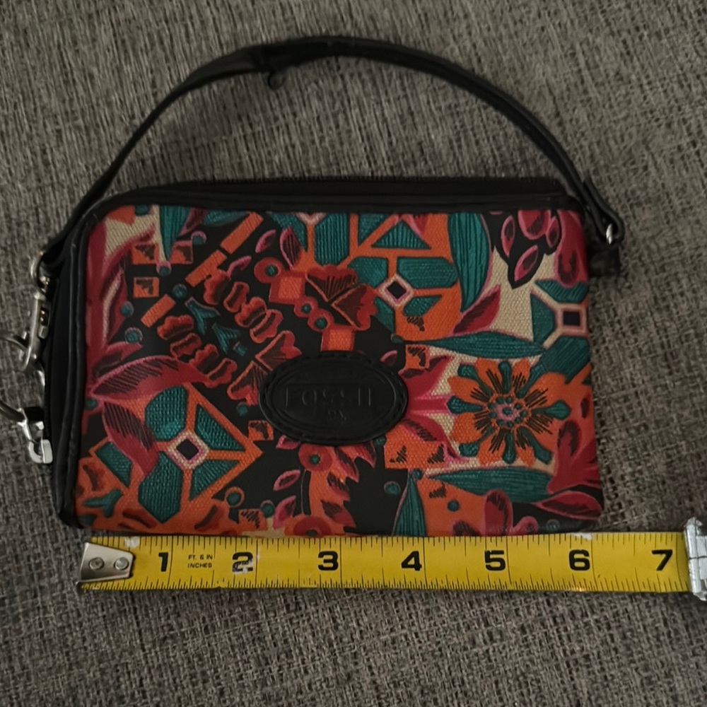 Fossil Red and Pink Clutch with Geometric Design